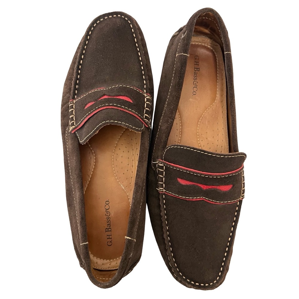 G.H. Bass & Co. Men's Brown Suede Penny Loafers Driving Moccasins